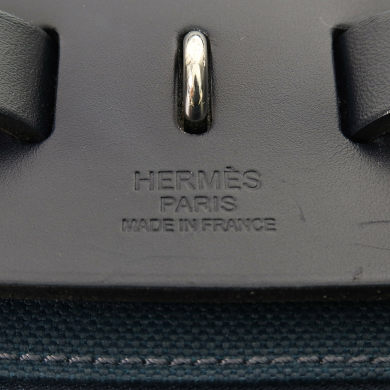 HERMES 帆布Herbag PM銀扣手挽肩背兩用袋Bleu Ocean-9