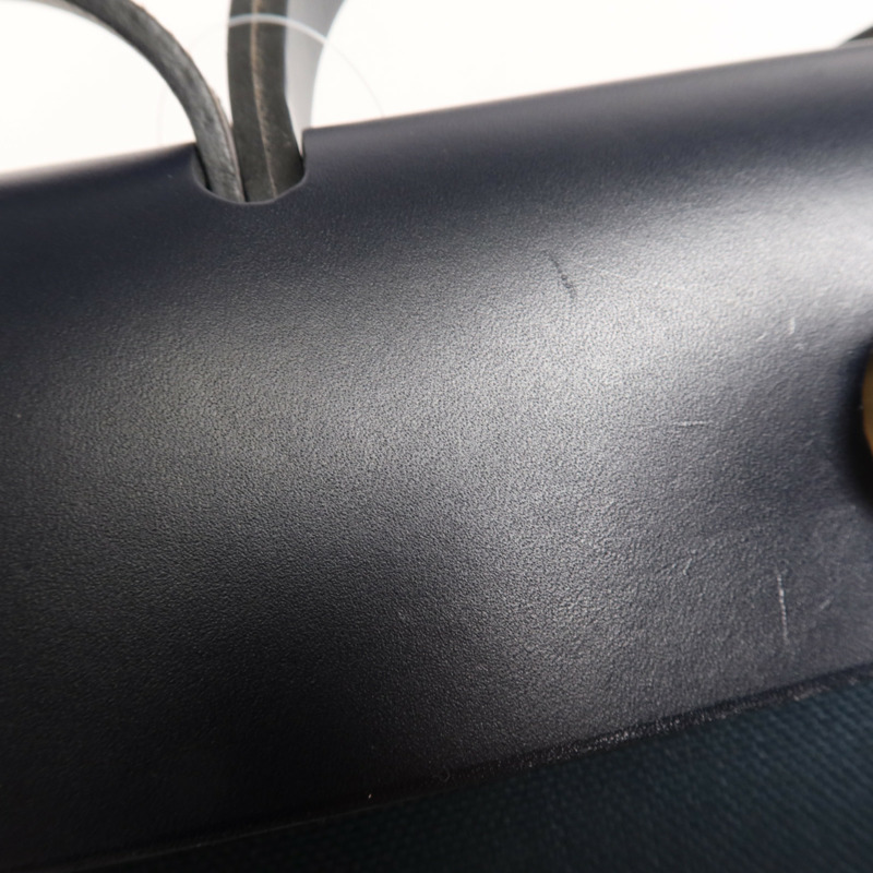 HERMES 帆布Herbag PM銀扣手挽肩背兩用袋Bleu Ocean-15