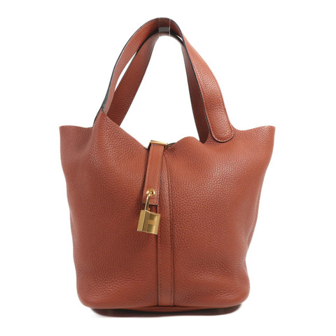 HERMES Clemence皮革Picotin MM金扣手挽袋Cuivre