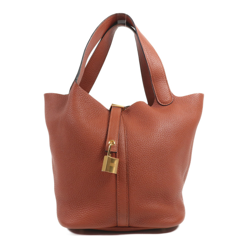 HERMES Clemence皮革Picotin MM金扣手挽袋Cuivre-0