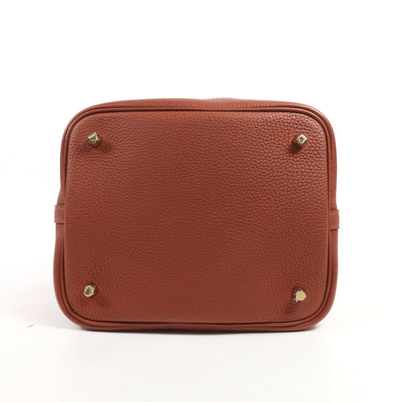 HERMES Clemence皮革Picotin MM金扣手挽袋Cuivre-3