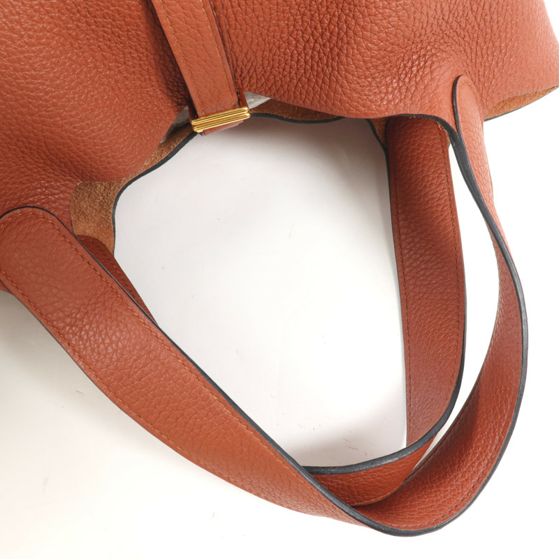 HERMES Clemence皮革Picotin MM金扣手挽袋Cuivre-4