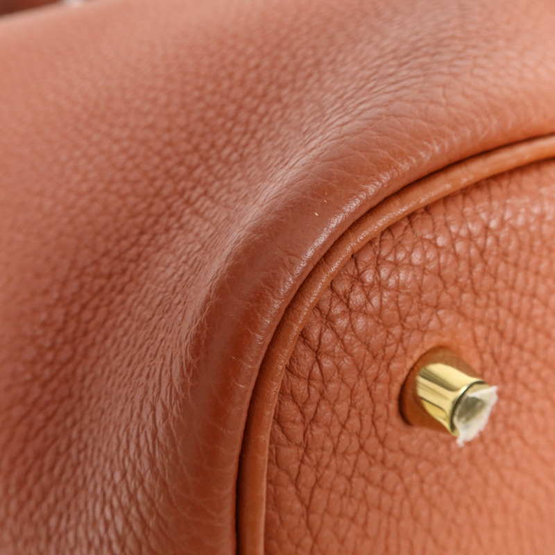 HERMES Clemence皮革Picotin MM金扣手挽袋Cuivre-6