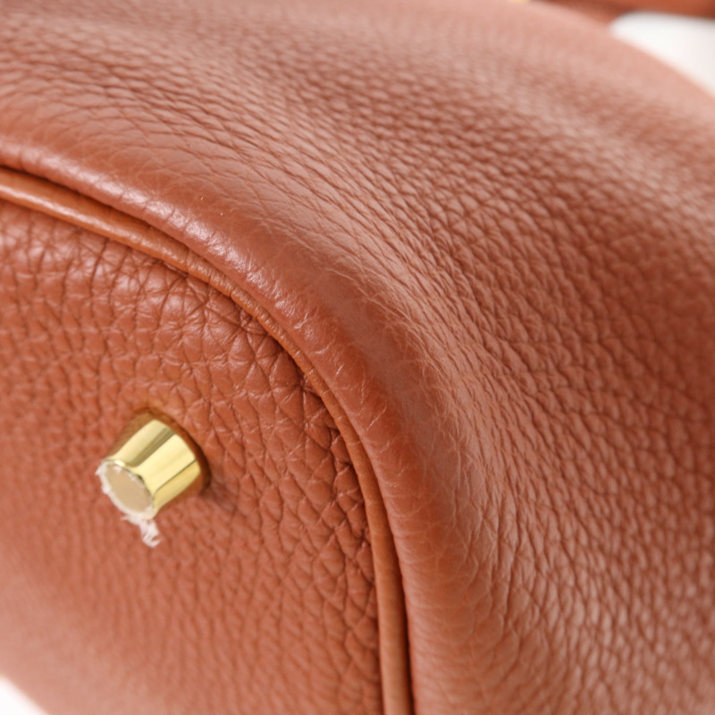 HERMES Clemence皮革Picotin MM金扣手挽袋Cuivre-7