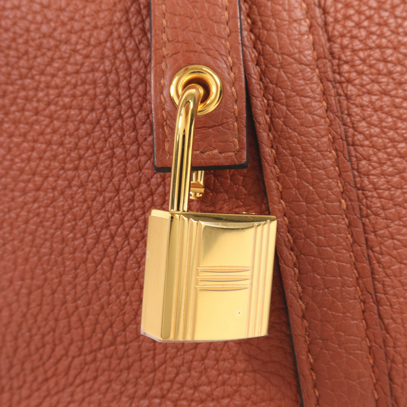 HERMES Clemence皮革Picotin MM金扣手挽袋Cuivre-9