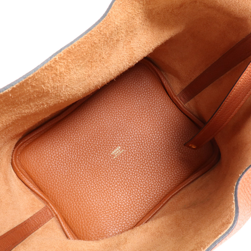 HERMES Clemence皮革Picotin MM金扣手挽袋Cuivre-10