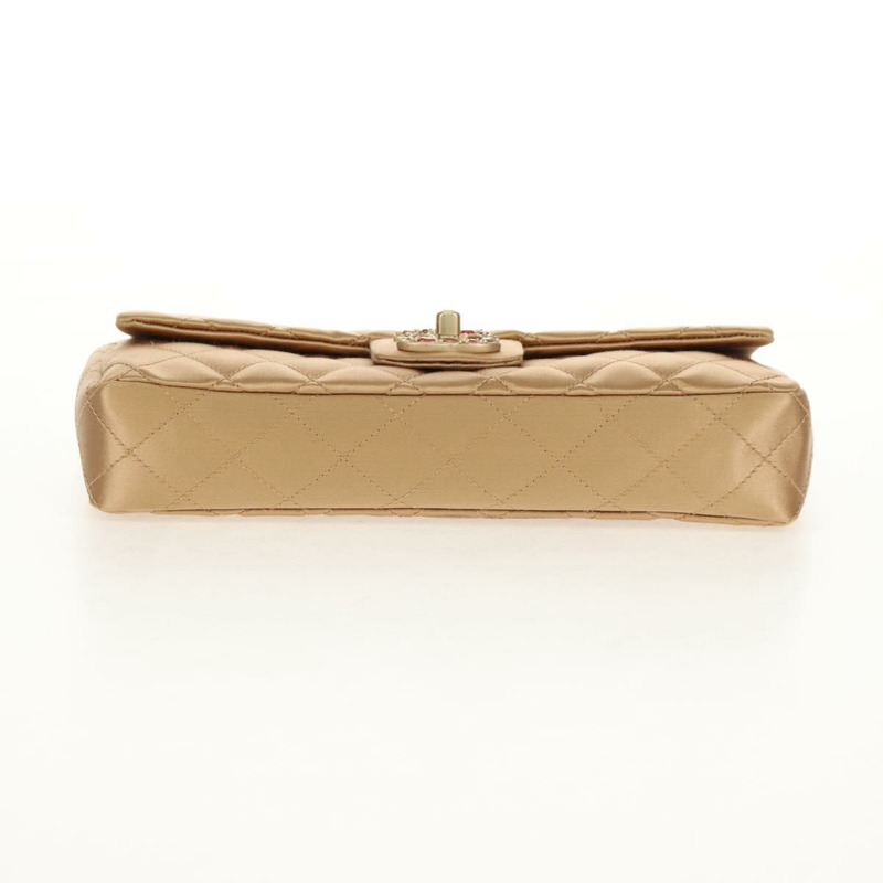 【日本直送】香奈兒鏈條絎縫肩背包，緞面金色雙C標誌，貨號128521M-4