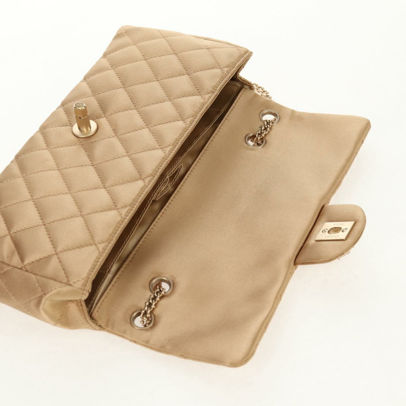 【日本直送】香奈兒鏈條絎縫肩背包，緞面金色雙C標誌，貨號128521M-7