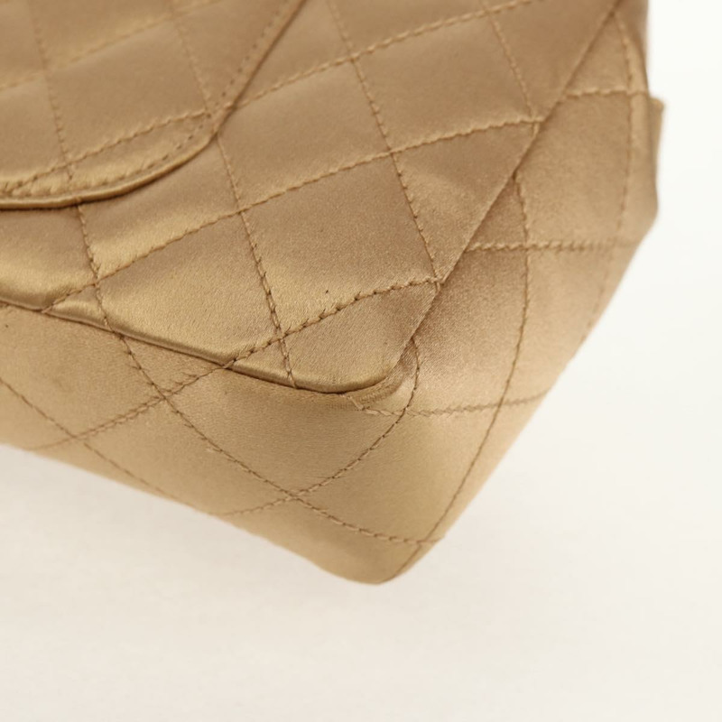 【日本直送】香奈兒鏈條絎縫肩背包，緞面金色雙C標誌，貨號128521M-18