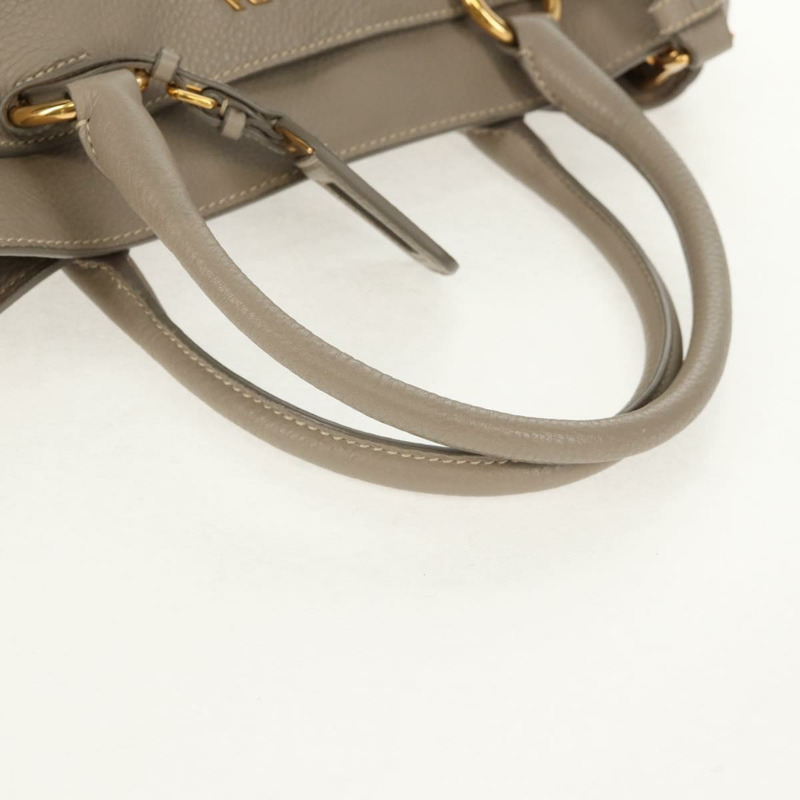 【日本直送】PRADA 皮革手提包 2way 米色 金色 Auth am9550V-6