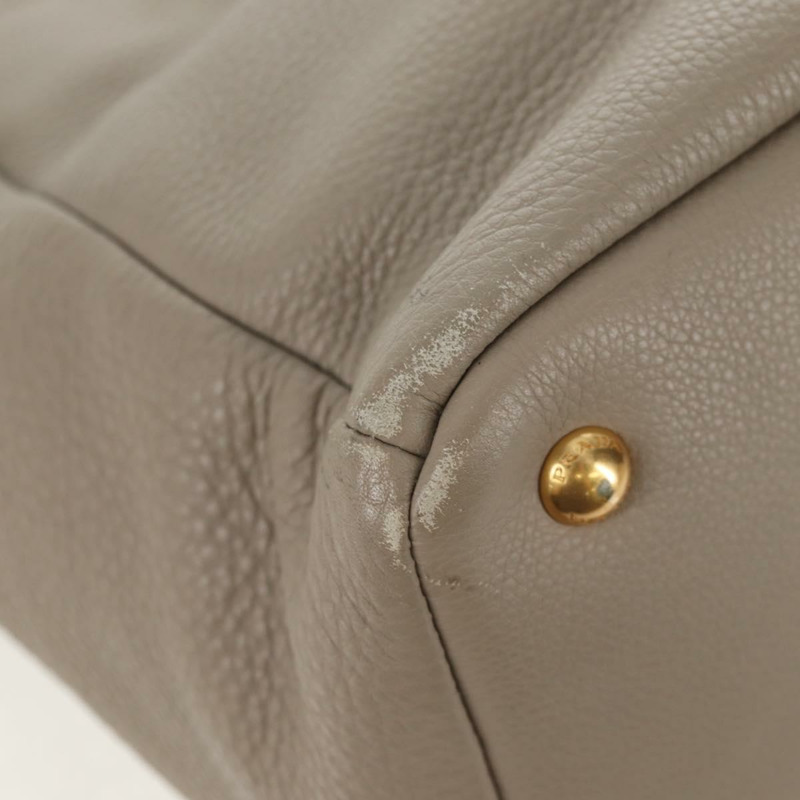 【日本直送】PRADA 皮革手提包 2way 米色 金色 Auth am9550V-8