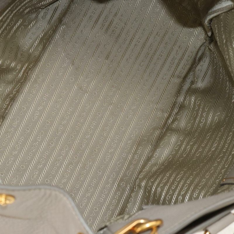 【日本直送】PRADA 皮革手提包 2way 米色 金色 Auth am9550V-9