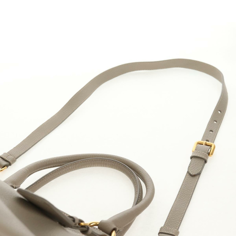 【日本直送】PRADA 皮革手提包 2way 米色 金色 Auth am9550V-16