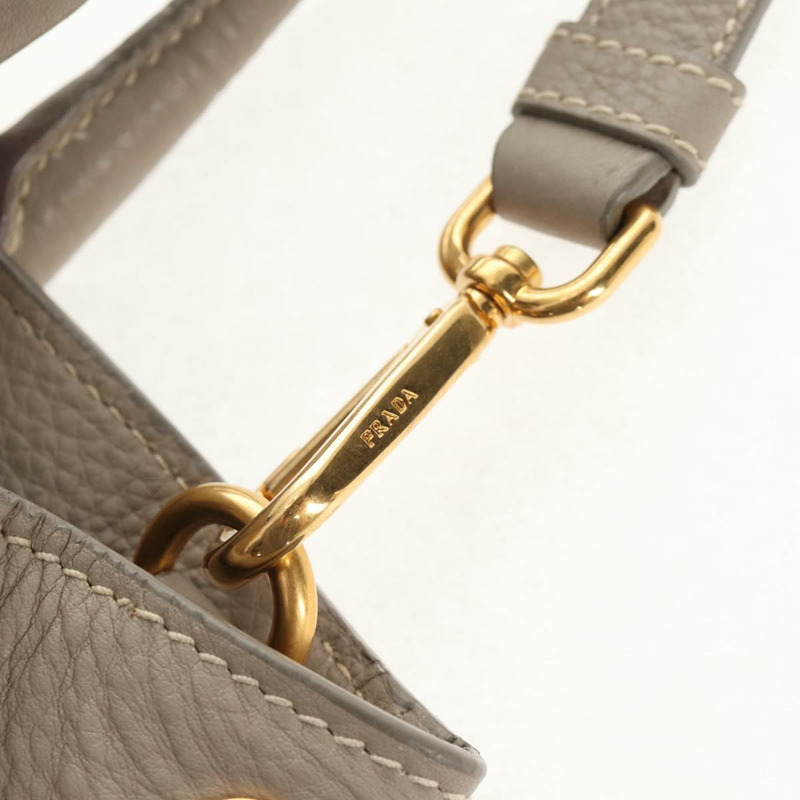 【日本直送】PRADA 皮革手提包 2way 米色 金色 Auth am9550V-17