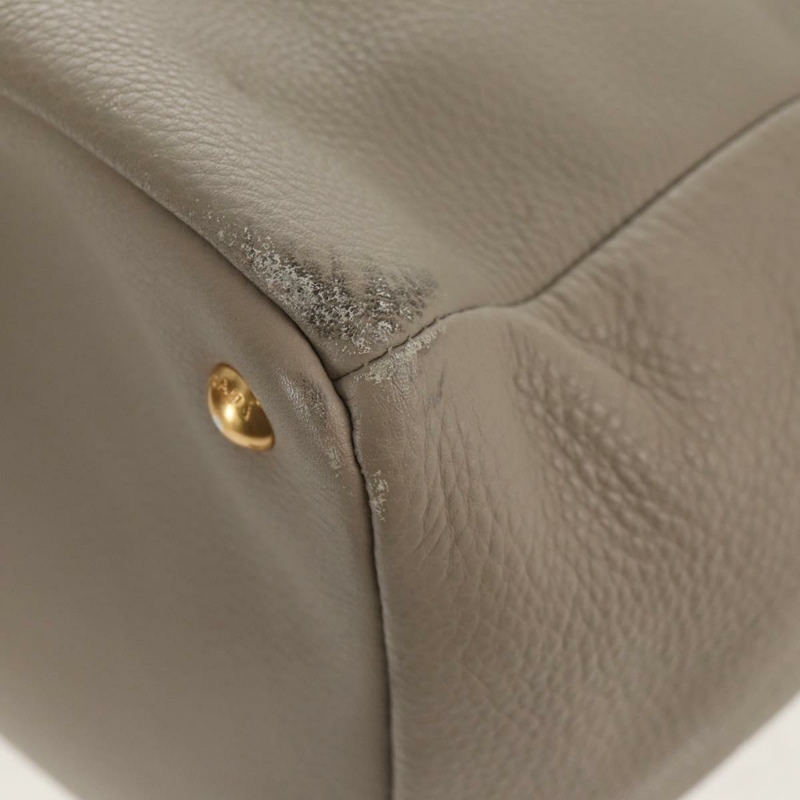 【日本直送】PRADA 皮革手提包 2way 米色 金色 Auth am9550V-18