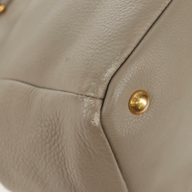 【日本直送】PRADA 皮革手提包 2way 米色 金色 Auth am9550V-19