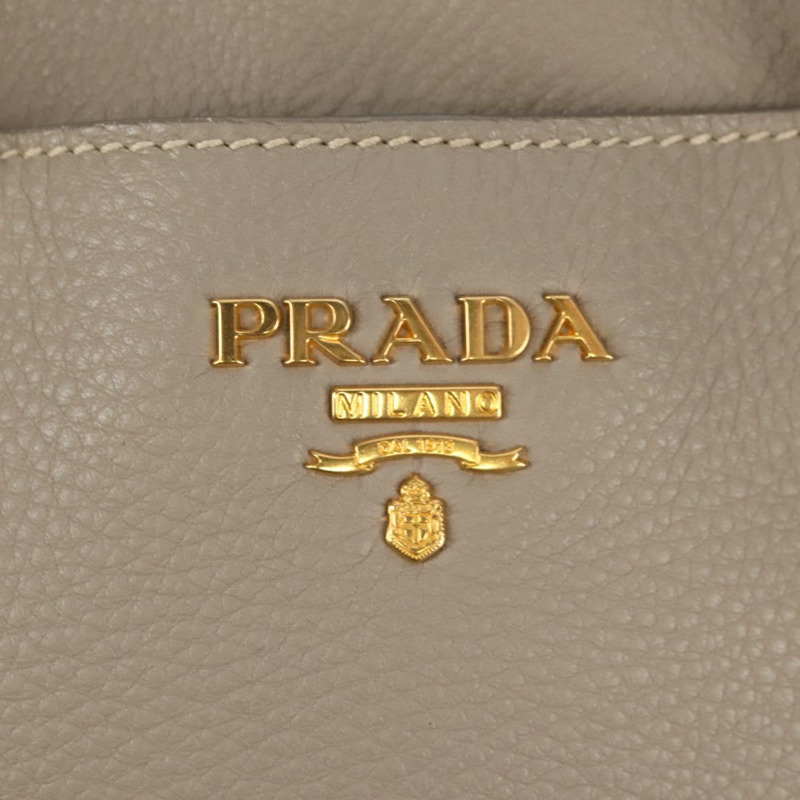 【日本直送】PRADA 皮革手提包 2way 米色 金色 Auth am9550V-22