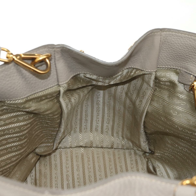 【日本直送】PRADA 皮革手提包 2way 米色 金色 Auth am9550V-23