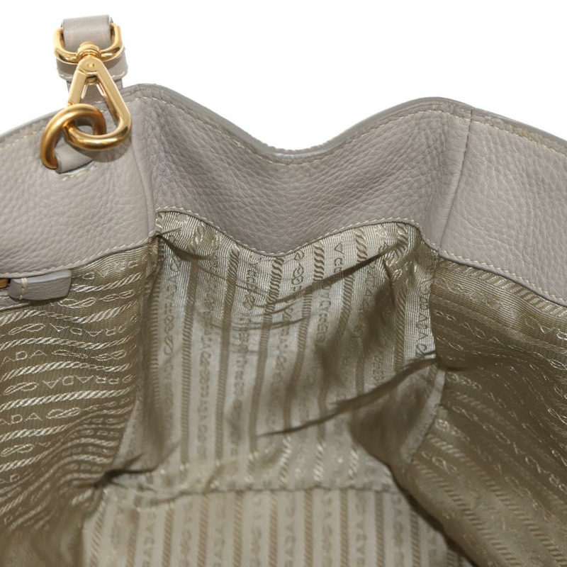 【日本直送】PRADA 皮革手提包 2way 米色 金色 Auth am9550V-24