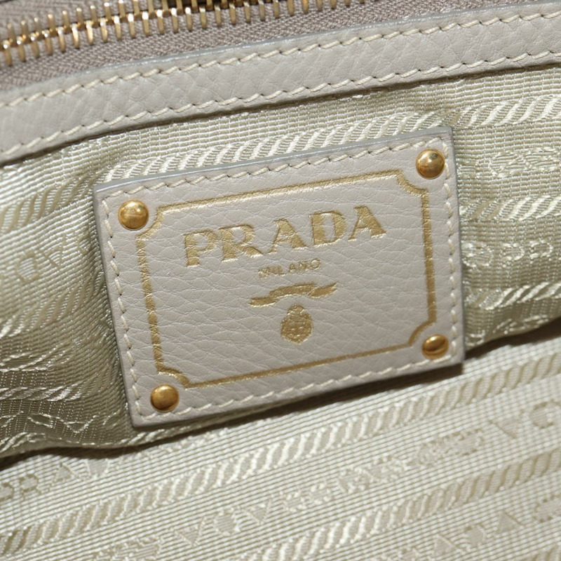 【日本直送】PRADA 皮革手提包 2way 米色 金色 Auth am9550V-25