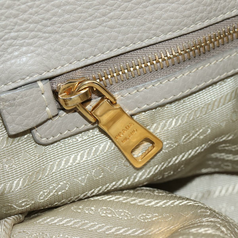 【日本直送】PRADA 皮革手提包 2way 米色 金色 Auth am9550V-26