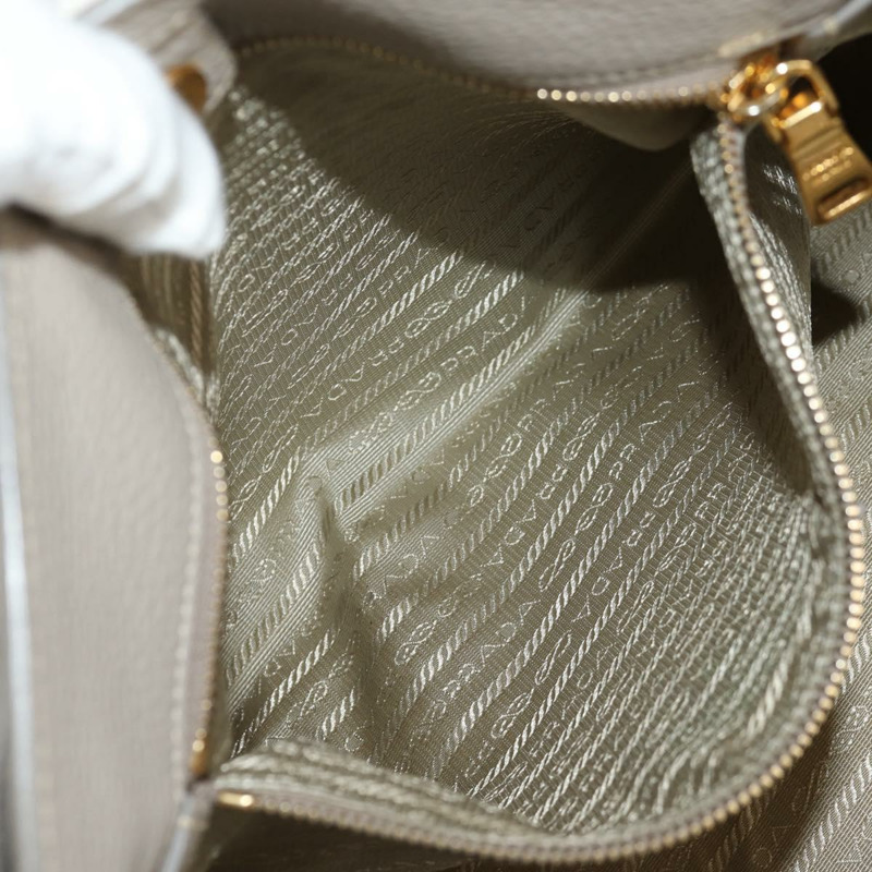 【日本直送】PRADA 皮革手提包 2way 米色 金色 Auth am9550V-27