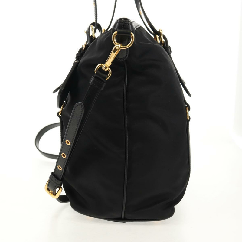【日本直送】PRADA 尼龍雙肩托特包 黑色 金色 Auth am9548V-2
