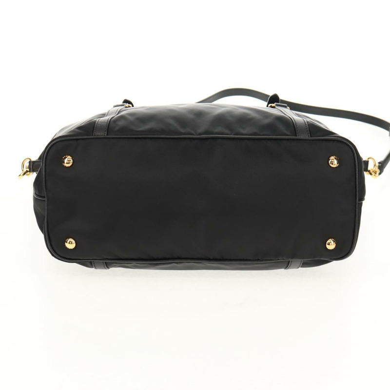 【日本直送】PRADA 尼龍雙肩托特包 黑色 金色 Auth am9548V-4