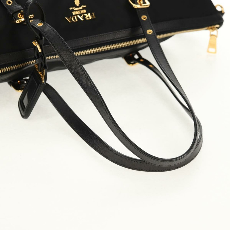 【日本直送】PRADA 尼龍雙肩托特包 黑色 金色 Auth am9548V-6