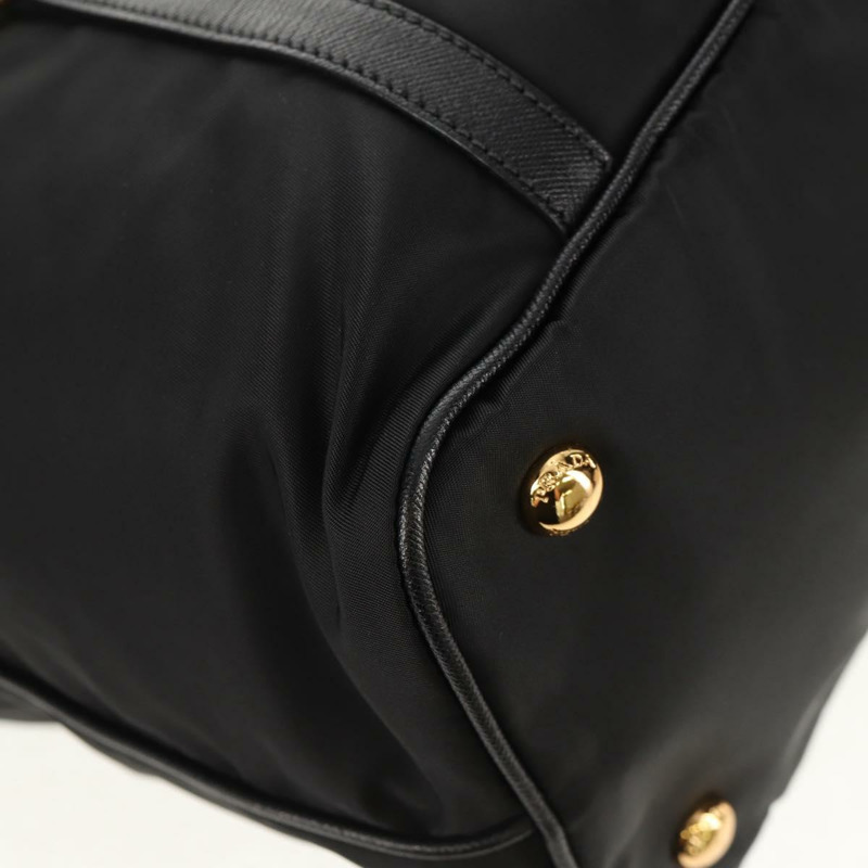 【日本直送】PRADA 尼龍雙肩托特包 黑色 金色 Auth am9548V-18