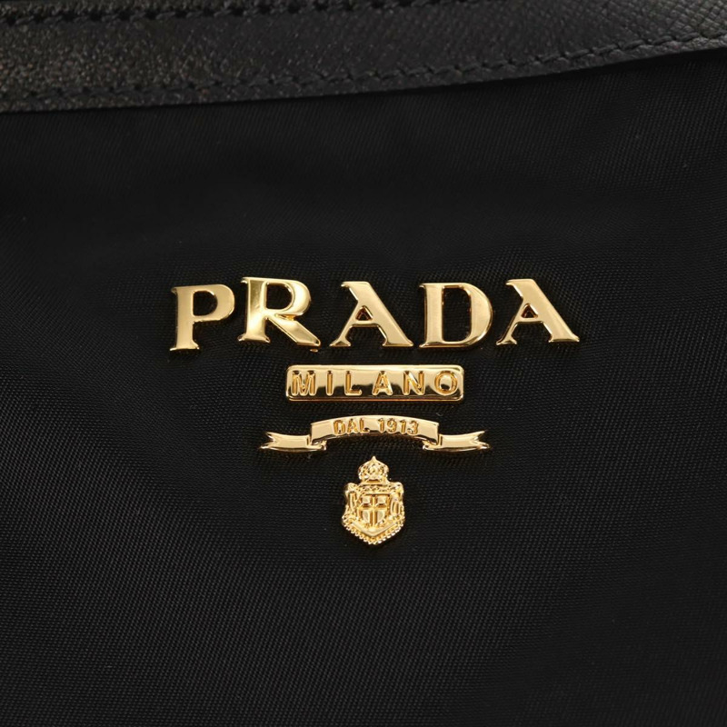 【日本直送】PRADA 尼龍雙肩托特包 黑色 金色 Auth am9548V-21
