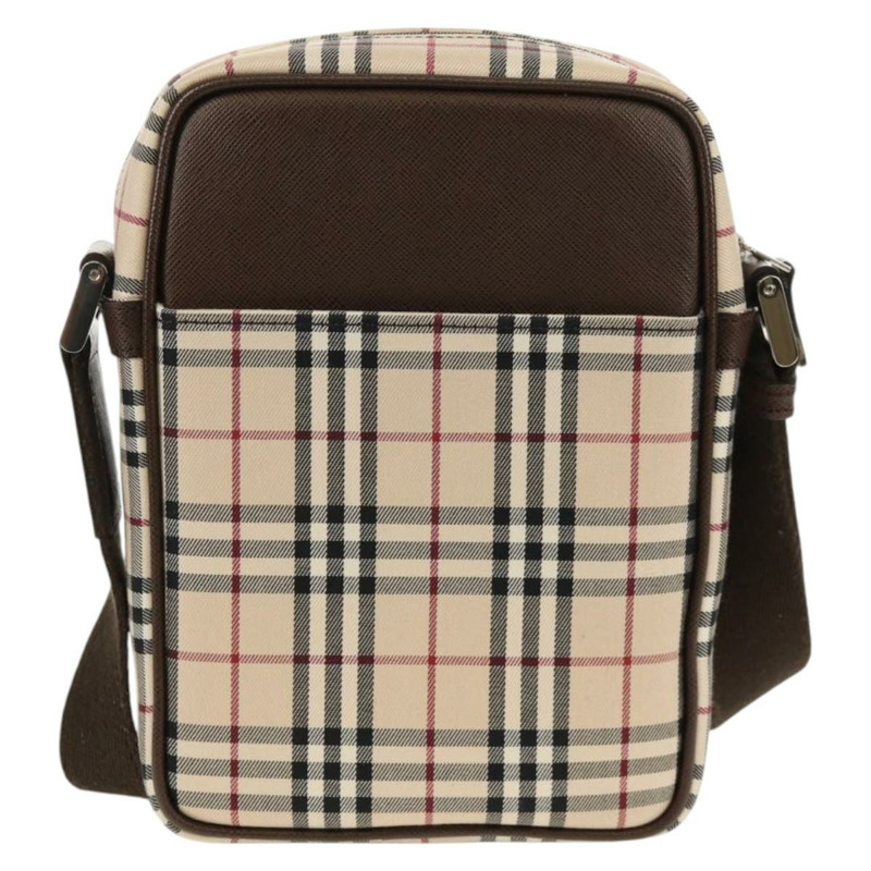 【日本直送】BURBERRY Nova 格紋帆布單肩包 米色 銀色 正品 am9514V-1