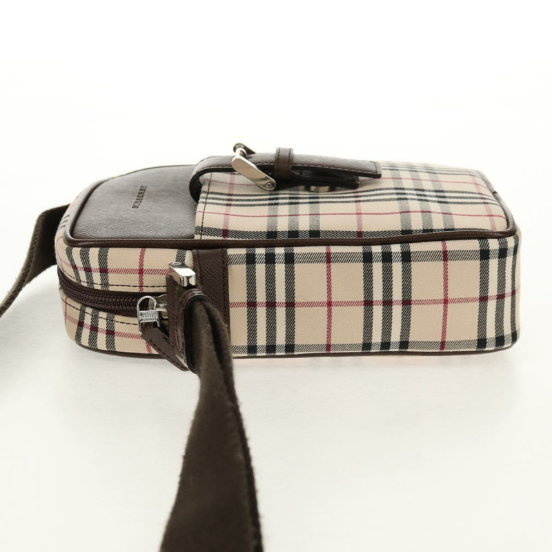 【日本直送】BURBERRY Nova 格紋帆布單肩包 米色 銀色 正品 am9514V-2