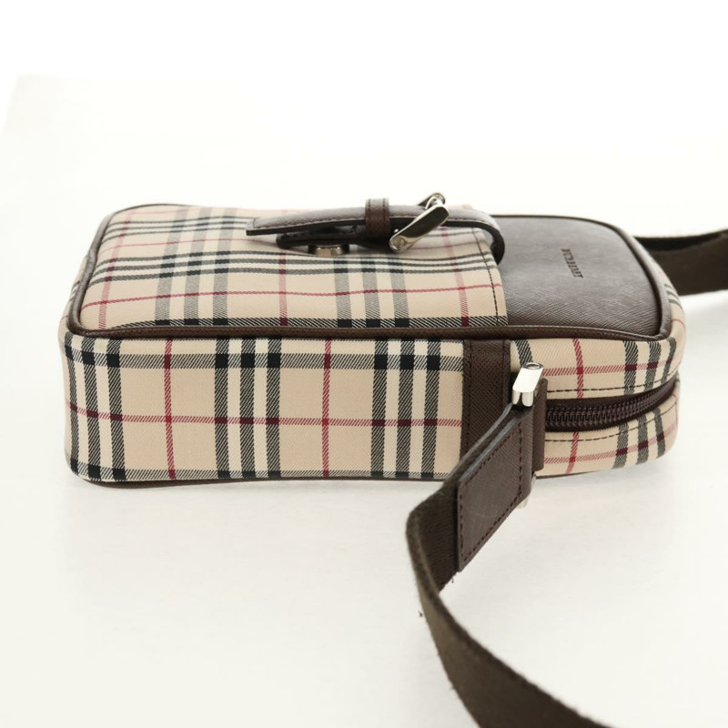 【日本直送】BURBERRY Nova 格紋帆布單肩包 米色 銀色 正品 am9514V-3