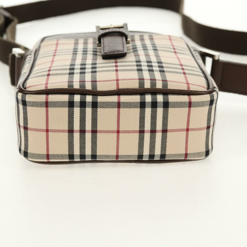 【日本直送】BURBERRY Nova 格紋帆布單肩包 米色 銀色 正品 am9514V-4