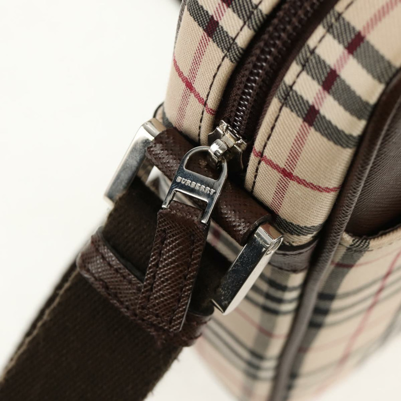【日本直送】BURBERRY Nova 格紋帆布單肩包 米色 銀色 正品 am9514V-8