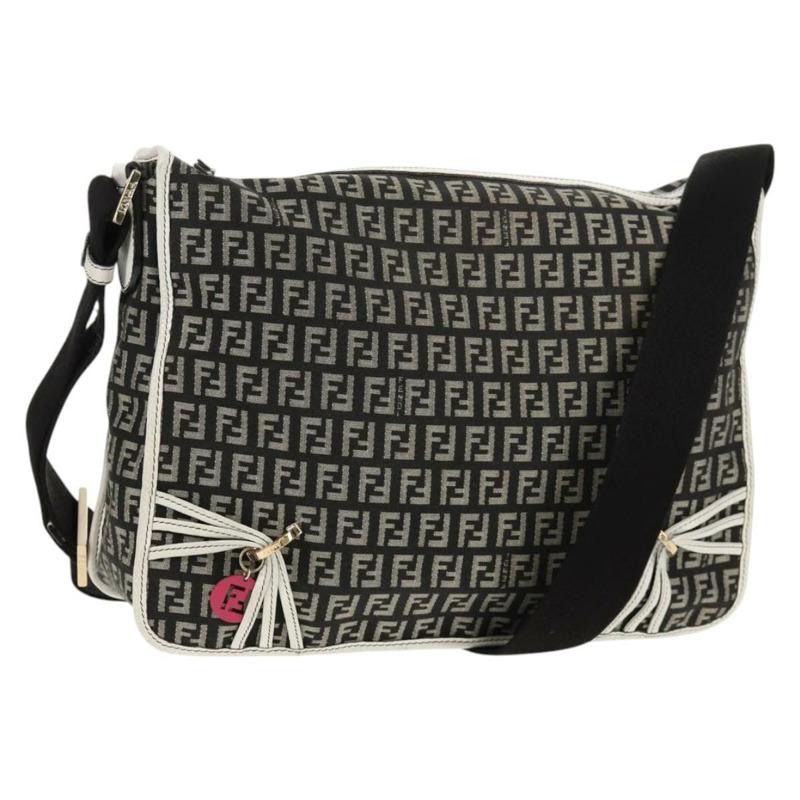 【日本直送】FENDI Zucchino帆布單肩包 黑色金色 Auth am9520V-0