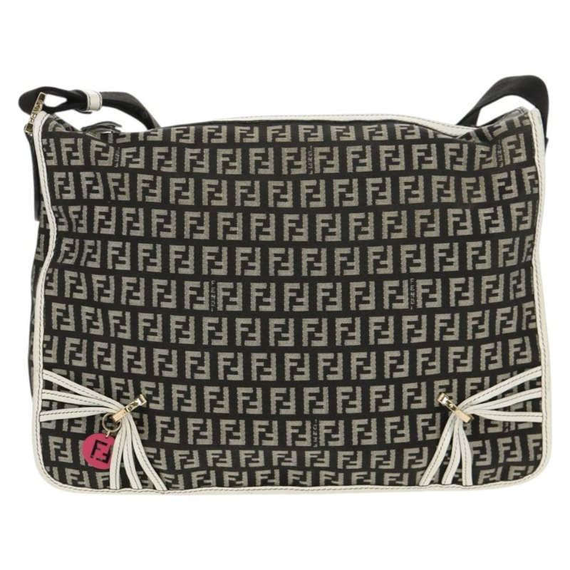 【日本直送】FENDI Zucchino帆布單肩包 黑色金色 Auth am9520V-12