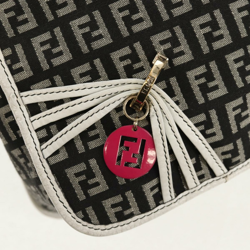 【日本直送】FENDI Zucchino帆布單肩包 黑色金色 Auth am9520V-18