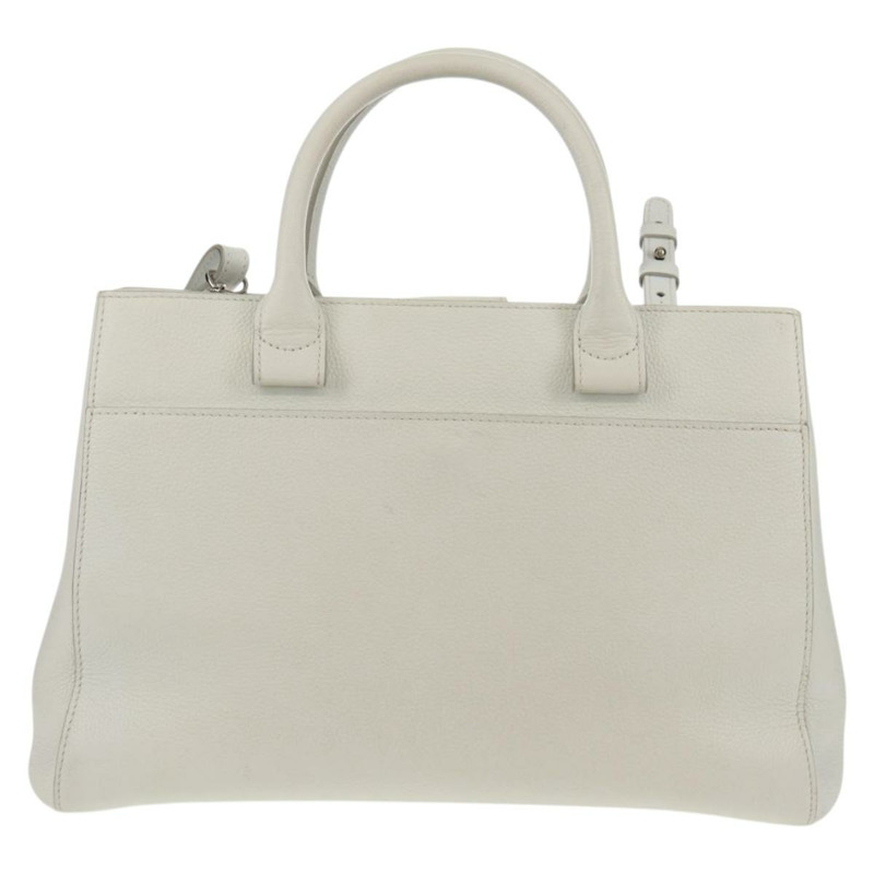 【日本直送】香奈兒 Neo Executive 手提包，魚子醬紋皮革，兩用款，白色/銀色雙C標誌，貨號 BA7294M-2