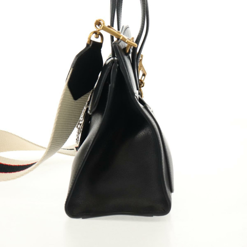 【日本直送】GUCCI Web Sherry Line 手提包 皮革 兩用 黑色 金色 505342 正品 148828M-2