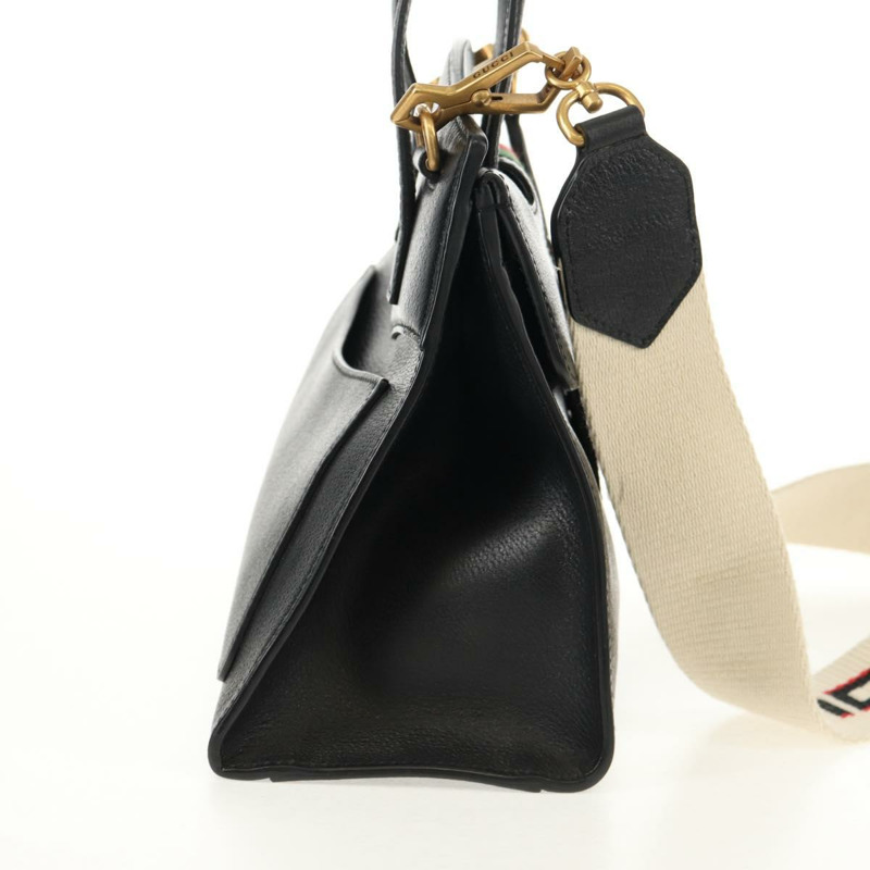 【日本直送】GUCCI Web Sherry Line 手提包 皮革 兩用 黑色 金色 505342 正品 148828M-3