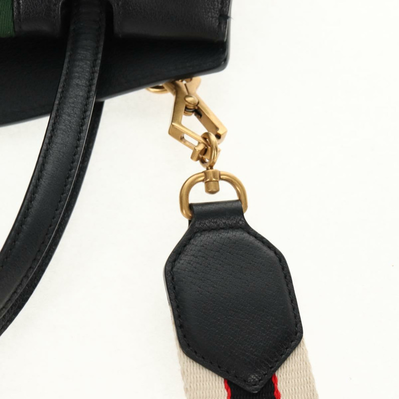 【日本直送】GUCCI Web Sherry Line 手提包 皮革 兩用 黑色 金色 505342 正品 148828M-14