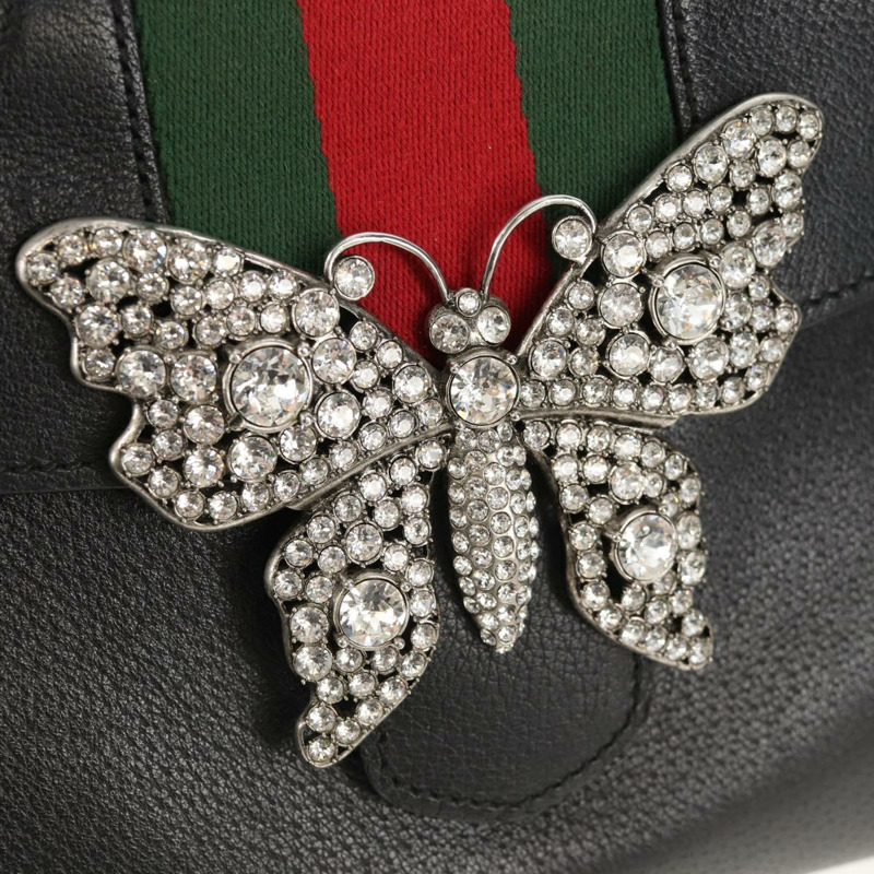 【日本直送】GUCCI Web Sherry Line 手提包 皮革 兩用 黑色 金色 505342 正品 148828M-21