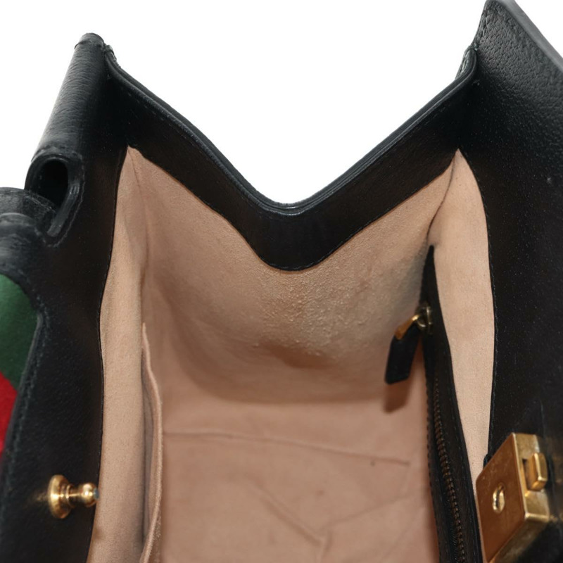 【日本直送】GUCCI Web Sherry Line 手提包 皮革 兩用 黑色 金色 505342 正品 148828M-25