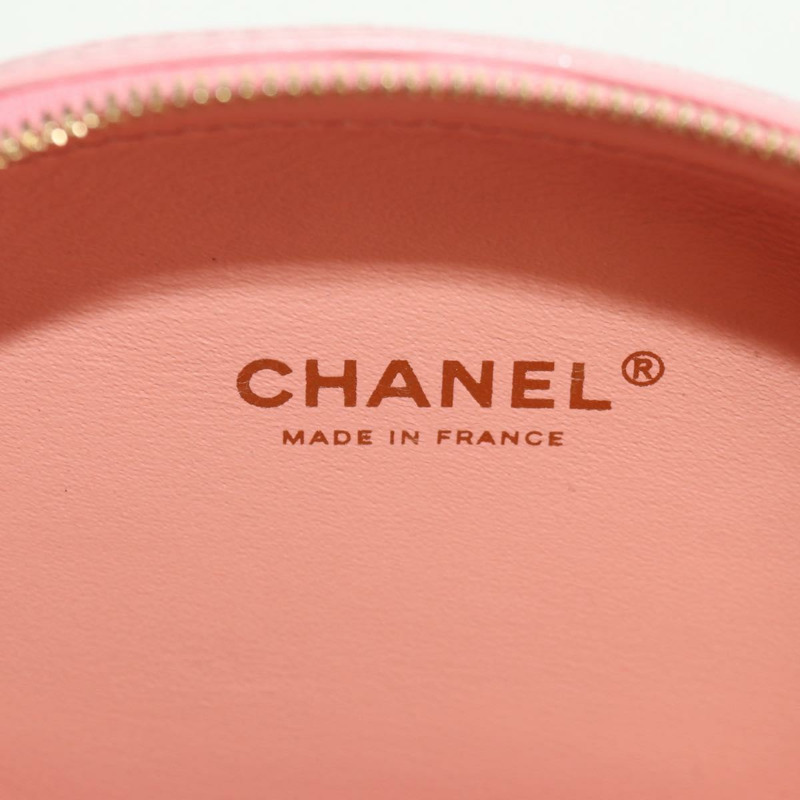 【日本直送】香奈兒鏈條V型縫線肩背包，粉紅金色雙C標誌皮革款，貨號fm4939M-21
