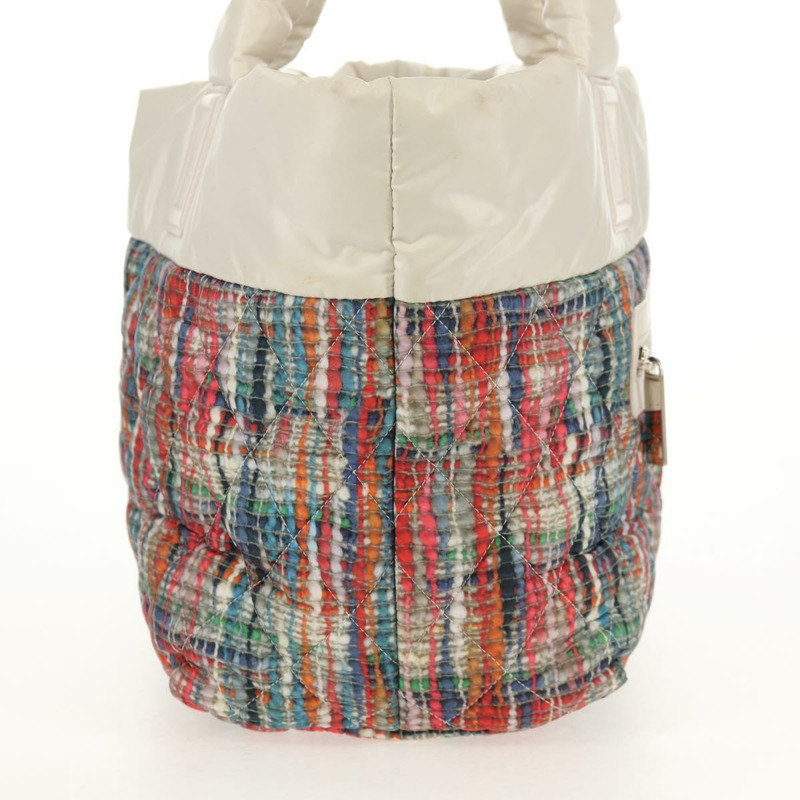 【日本直送】香奈兒 Cococoon 托特包 尼龍 白色 銀色 CC 標誌 Auth 148203V-3