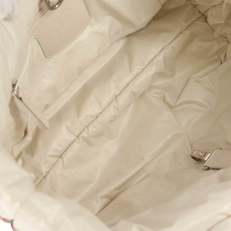 【日本直送】香奈兒 Cococoon 托特包 尼龍 白色 銀色 CC 標誌 Auth 148203V-8