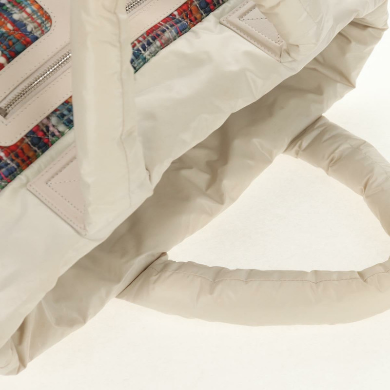 【日本直送】香奈兒 Cococoon 托特包 尼龍 白色 銀色 CC 標誌 Auth 148203V-13