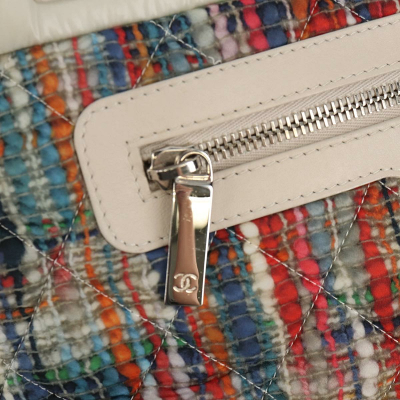 【日本直送】香奈兒 Cococoon 托特包 尼龍 白色 銀色 CC 標誌 Auth 148203V-21